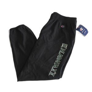 NWT Champion Athletic Black Drawstring Running Joggers Pants LG Hawaii Warriors